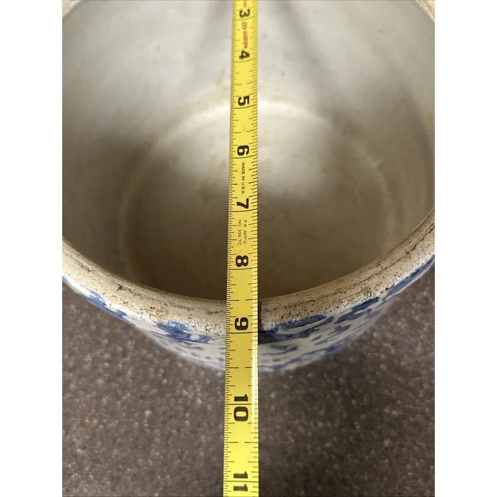 Antique Stoneware‎ Butter Crock Blue Spongeware 6